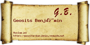 Geosits Benjámin névjegykártya