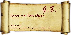 Geosits Benjámin névjegykártya